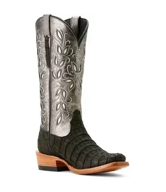 Ariat FUTURITY SILK WESTERN BOOTS - BLACK SUEDED CAIMAN 7