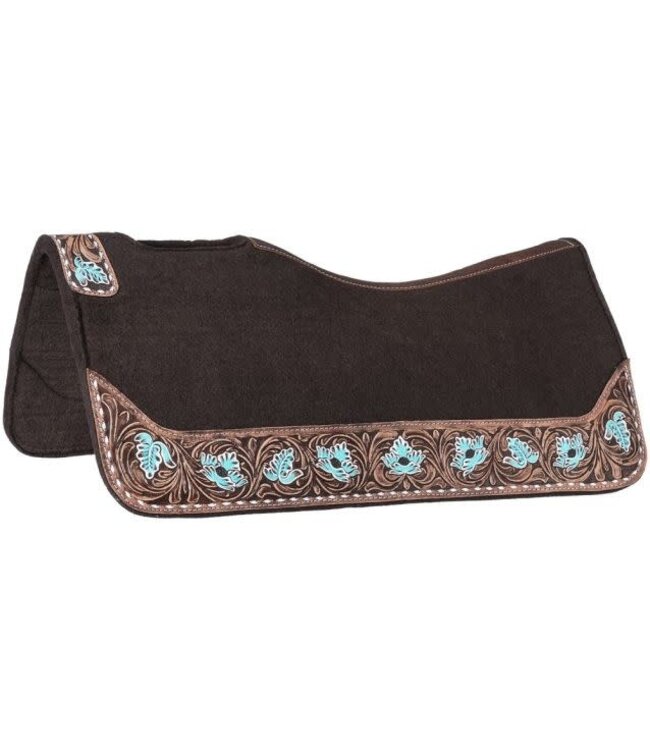 31-5650 TOUGH 1 FLORAL TOOLED COUNTOUR FELT 3/4" SADDLE PAD- 31"X32"