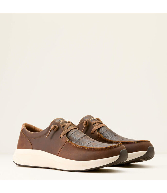 BUCKEYE SHOES- DISTRESSED BROWN|DARK TAN CROCODILE PRINT