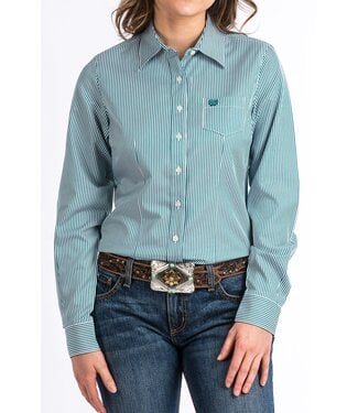 Cinch TEAL AND WHITE STRIPE BUTTON-UP SHIRT