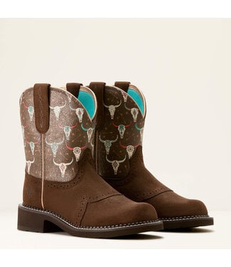 Ariat FATBABY HERITAGE FARRAH WESTERN BOOT- BARLEY|BOHO SKULL