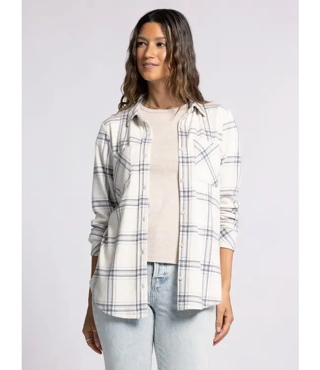 LEWIS SHIRT- IVORY CHARCOAL PLAID