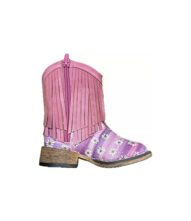 TODDLER GIRL'S PINK METALLIC FRINGE BOOTS