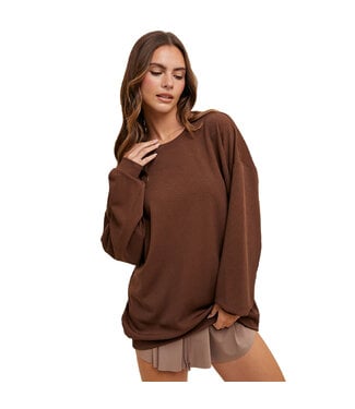 WISHLIST CREWNECK PULLOVER- CHOCOLATE