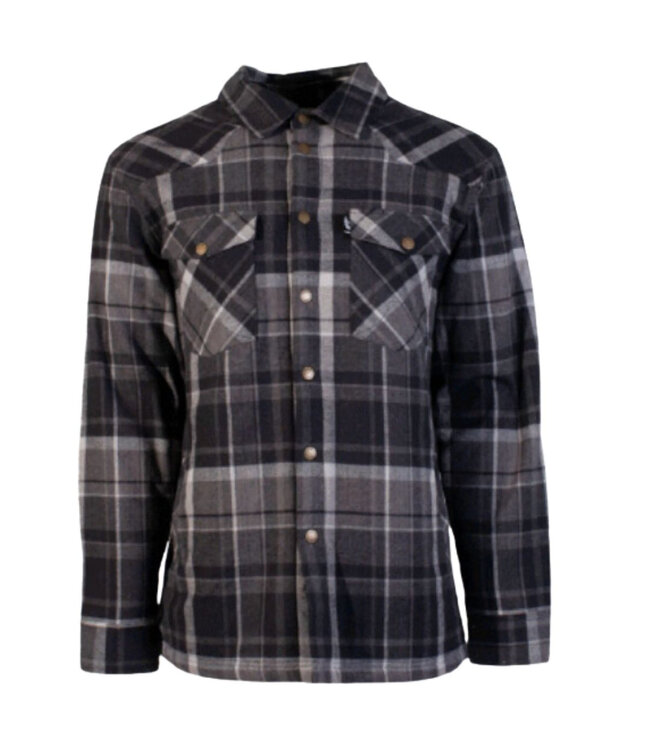 GRAY PLAID SHACKET WITH SHERPA LINING