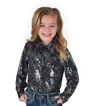 Cowgirl Tuff PULLOVER BUTTON UP- BLACK SPLATTER PRINT