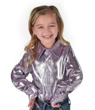 Cowgirl Tuff PULLOVER BUTTON UP- LILAC W/SILVER FOIL HEARTS