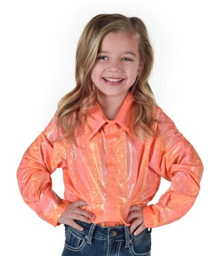 Cowgirl Tuff PULLOVER BUTTON UP- TANGERINE W/FOIL