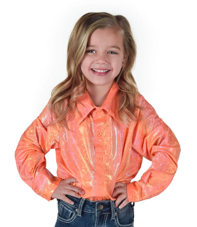 PULLOVER BUTTON UP- TANGERINE W/FOIL