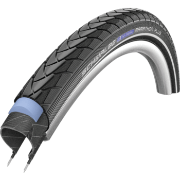 Schwalbe SCHWALBE Marathon Plus (700 x 38c) Pneu de vélo hybride rigide avec Smartguard (67 TPI) Noir Réfléchissant