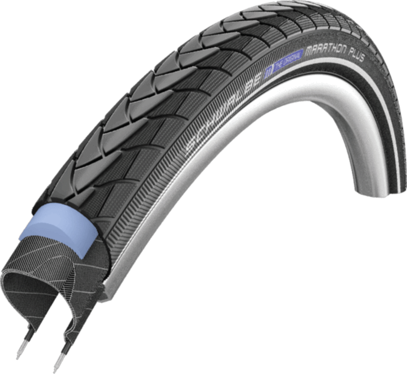 Schwalbe SCHWALBE Marathon Plus (700 x 38c) Pneu de vélo hybride rigide avec Smartguard (67 TPI) Noir Réfléchissant