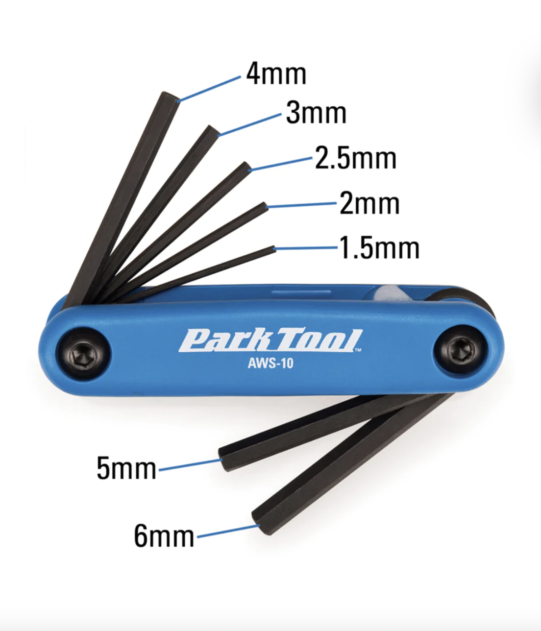 Park Tool PARK TOOL AWS-10 clés hexagonales repliables (1,5 mm, 2 mm, 2,5 mm, 3 mm, 4 mm, 5 mm et 6 mm)
