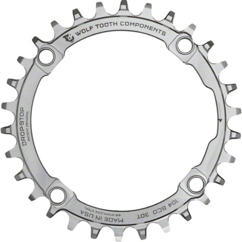 Wolf Tooth Components WOLF TOOTH Plateur simple 30 dents 9 à 12 vitesses 104mm acier inoxydable Argent