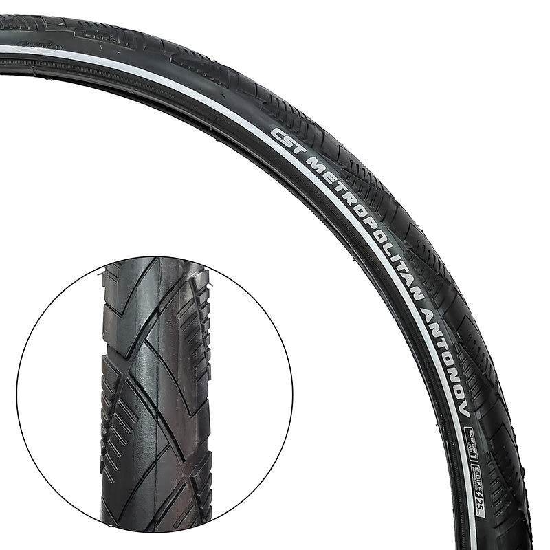 CST CST Metropolitan Antonov pneu de vélo électrique (700 x 40C) (C1840) 50-75psi Noir avec bande réfléchissante