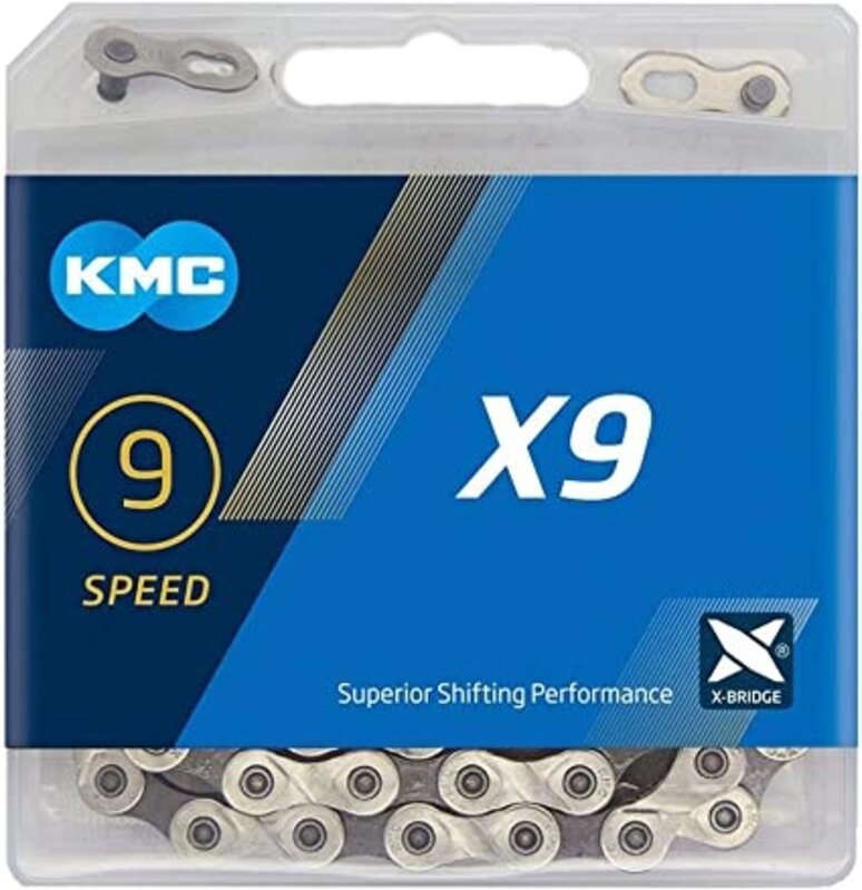KMC KMC X9 chaine 9 vitesses Gris 116 liens + Attache Rapide