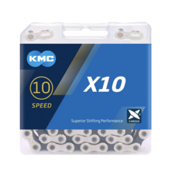KMC KMC X10 chaîne pour vélo de route (10 vitesses, 116 maillons, 11/18'') Argent/Noir
