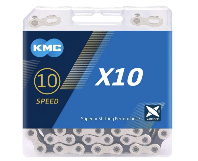 KMC KMC X10 chaîne pour vélo de route (10 vitesses, 116 maillons, 11/18'') Argent/Noir