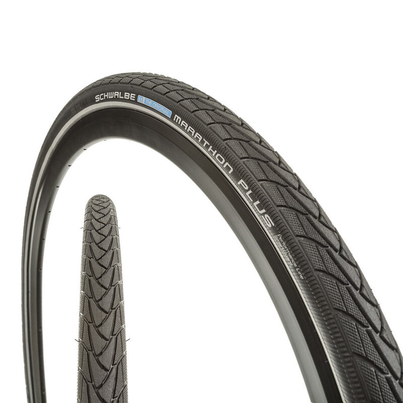 Schwalbe SCHWALBE Marathon Plus (700 x 35c)  pneu de vélo hybride avec tringle rigide SmartGuard Reflex (67 TPI) Noir