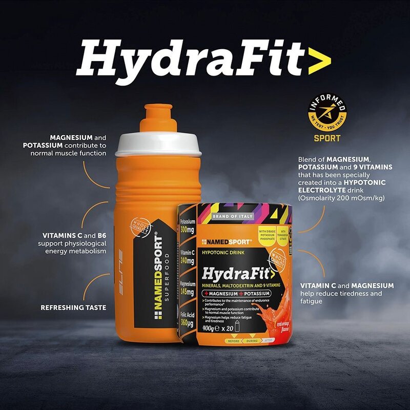 Named Sport NAMEDSPORT Hydrafit 400g avec bouteille 500ml Orange sanguine