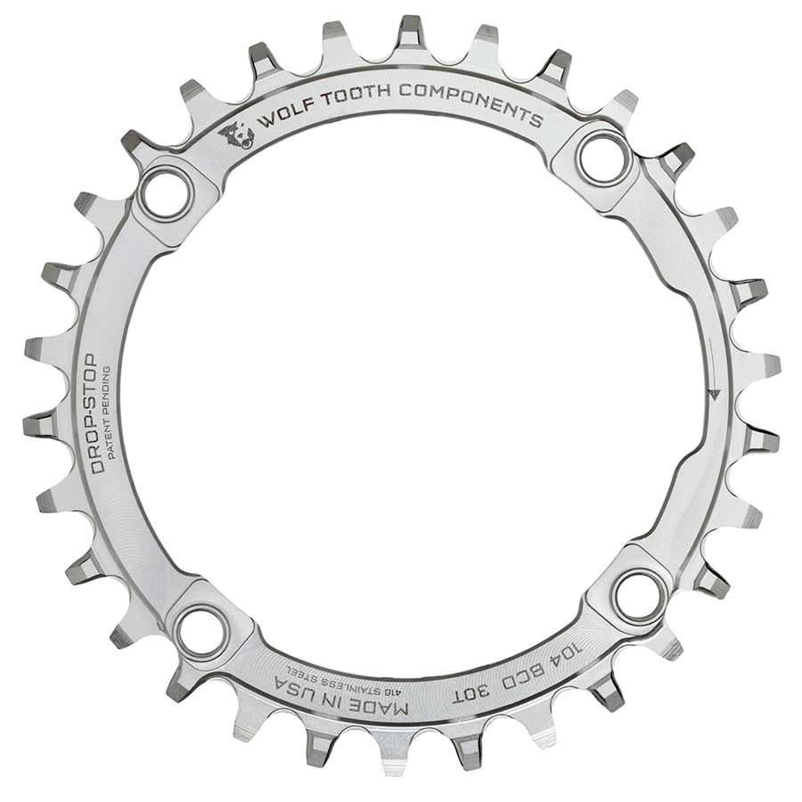 Wolf Tooth Components WOLF TOOTH Plateur simple 30 dents 9 à 12 vitesses 104mm acier inoxydable Argent