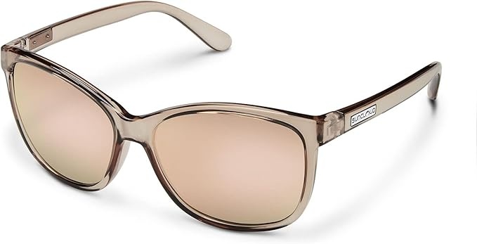 Suncloud Optics SUNCLOUD Sashay Lunette de Soleil Transparente Taupe + Lentille Polarisée Miroir RoseGold