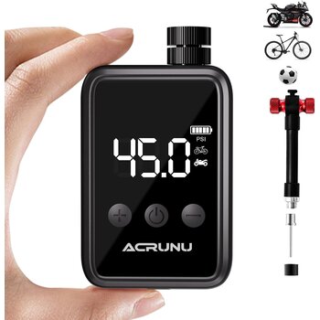 Acrunu ACRUNU Mini-pompe électrique avec manomètre (presta-schrader) Noir