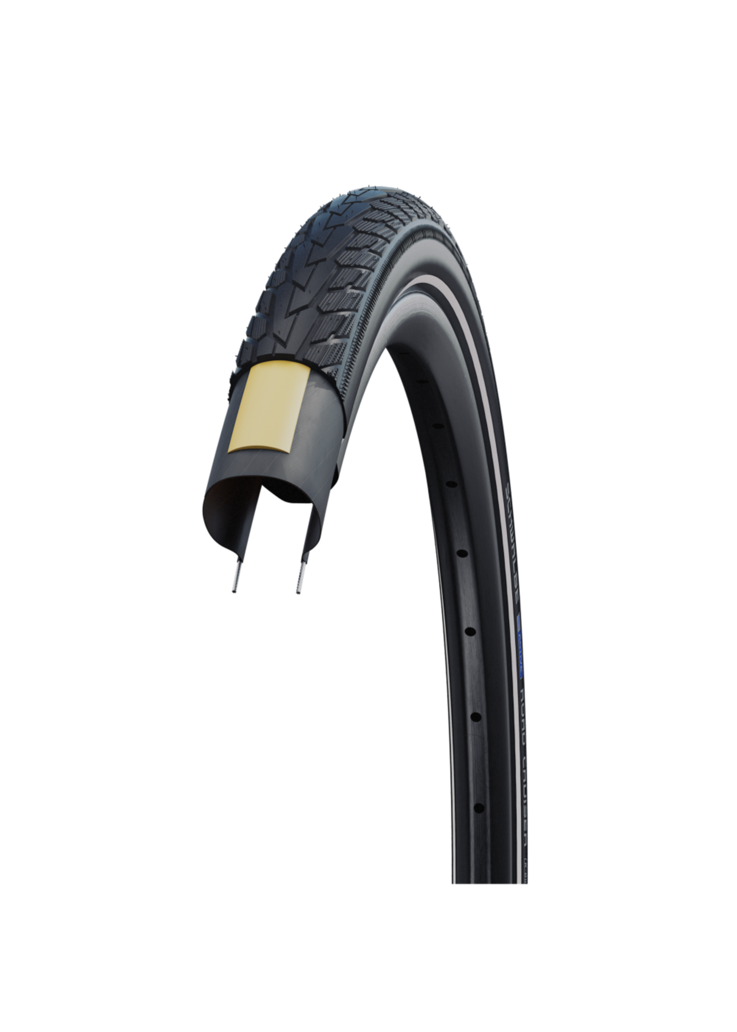 Schwalbe SCHWALBE Road Cruiser Pneu 27 x 1-1/4 (28/32-630) Noir/Gumwall Green Compound K-Guard Wire