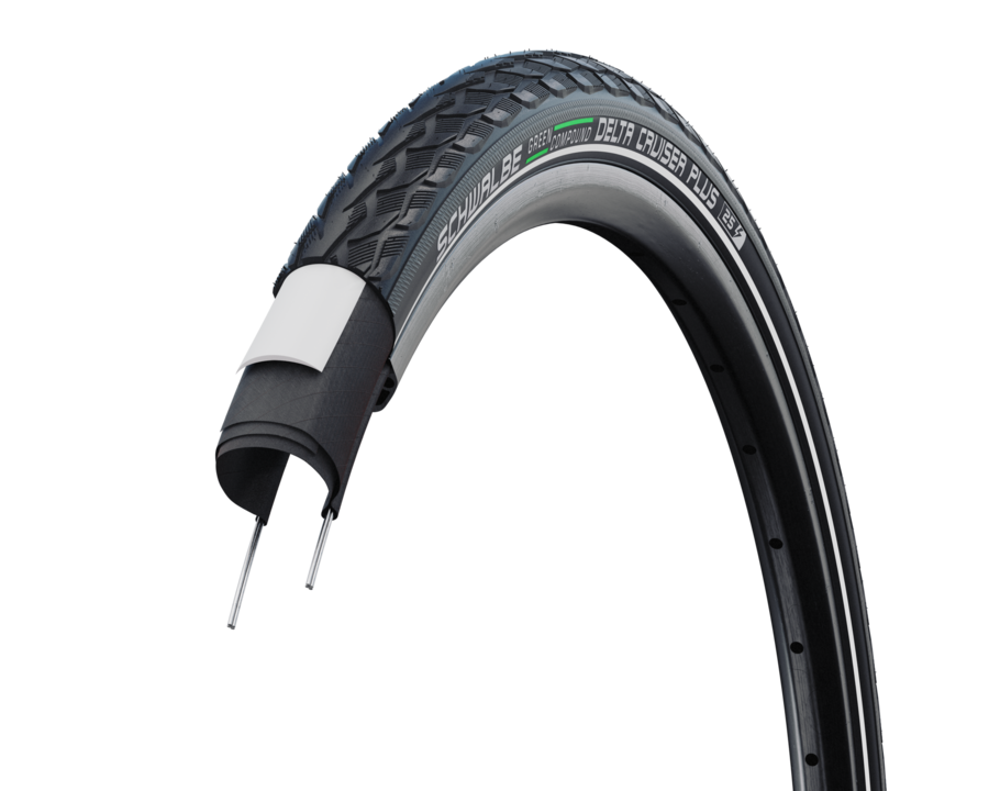 Schwalbe SCHWALBE Delta Cruiser Plus Pneu pour hybride 700x32C Rigide Tringle GreenCompound 50TPI Noir