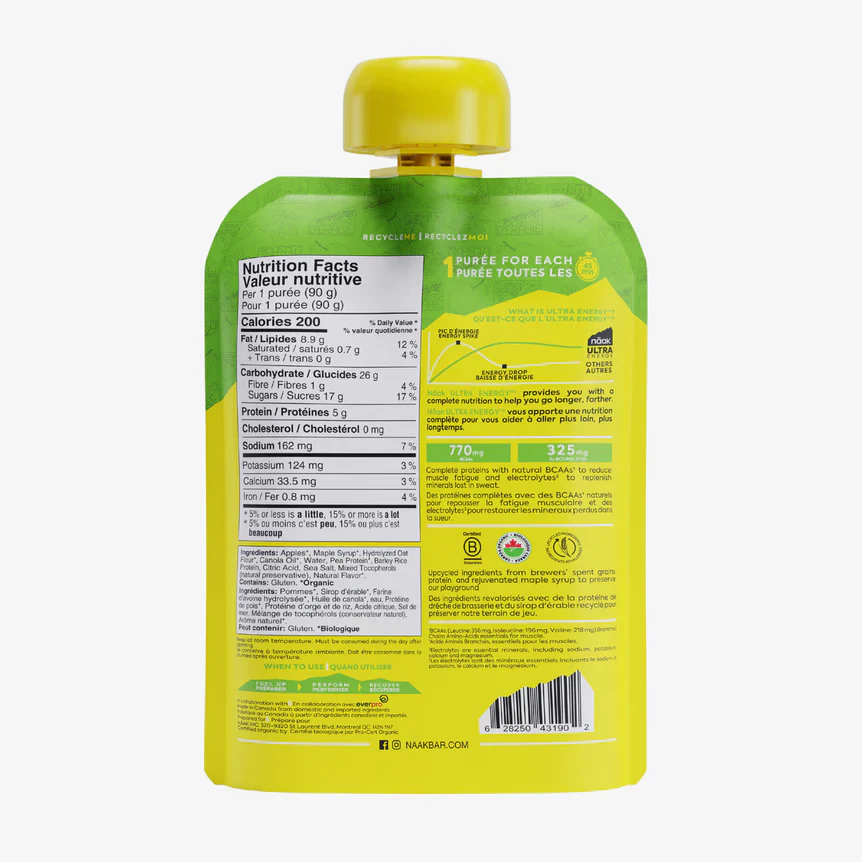 Naak NAAK Ultra Energy purée Pomme & Sirop d'Érable 90g