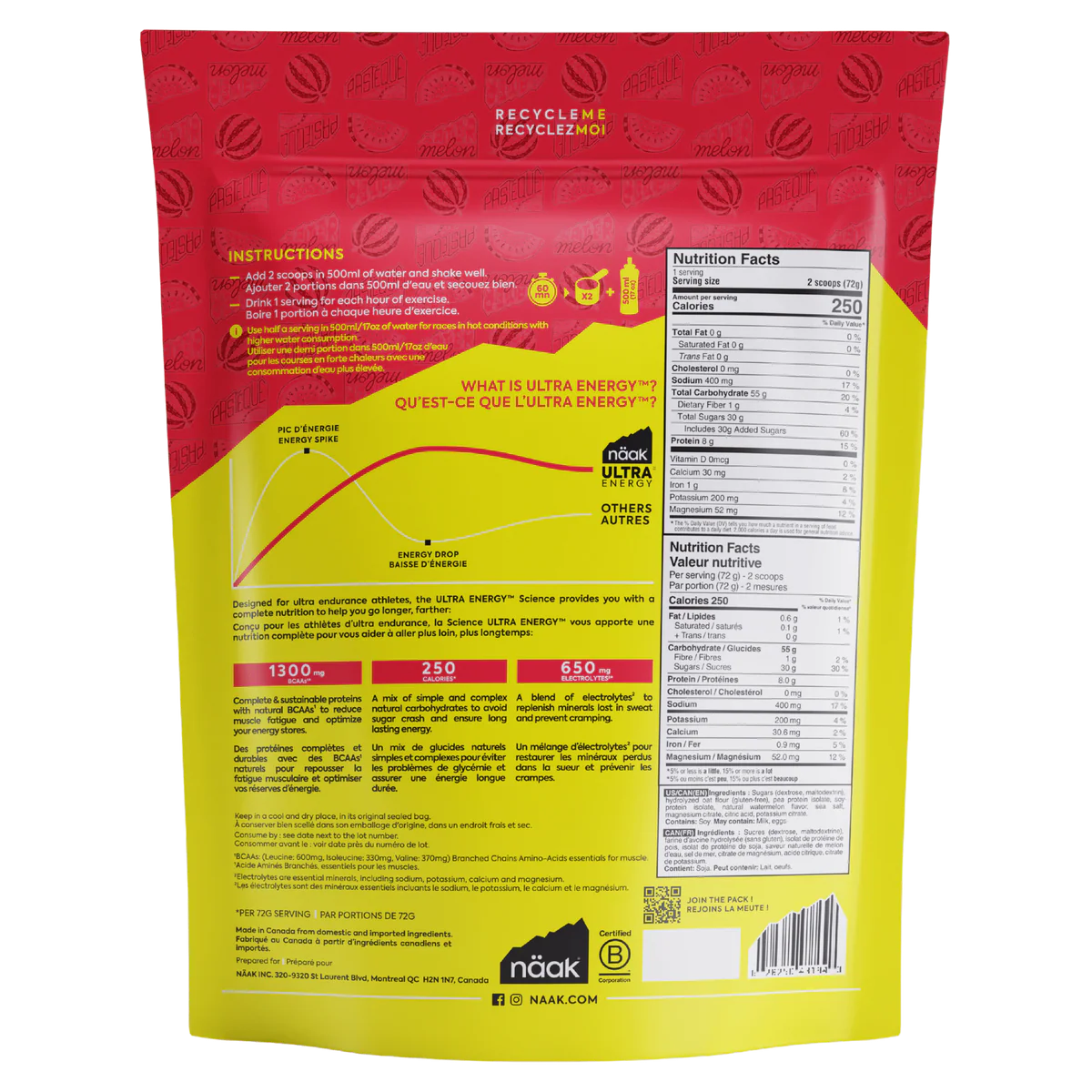 Naak NAAK Ultra Energy mélange pour boisson (720g)