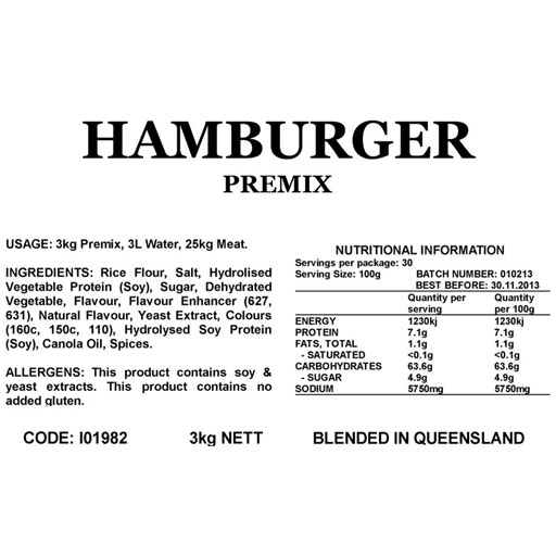 Butcher at Home Hamburger Premix 3kg