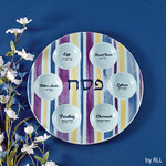 Ceramic Seder Plate, ''Joseph's Coat'' Design