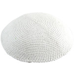 Knit Kippah, White, 17cm