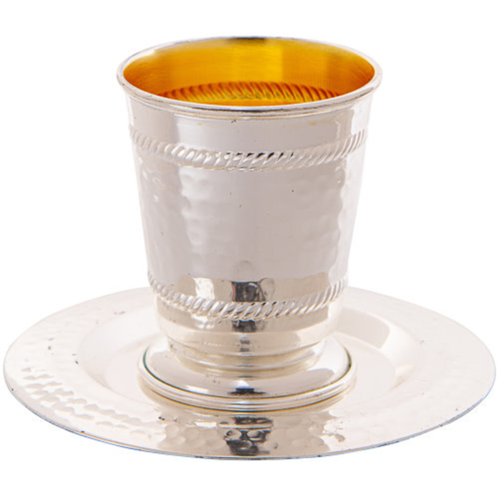 Metal Kiddush Cup 7cm With Saucer, Stemless