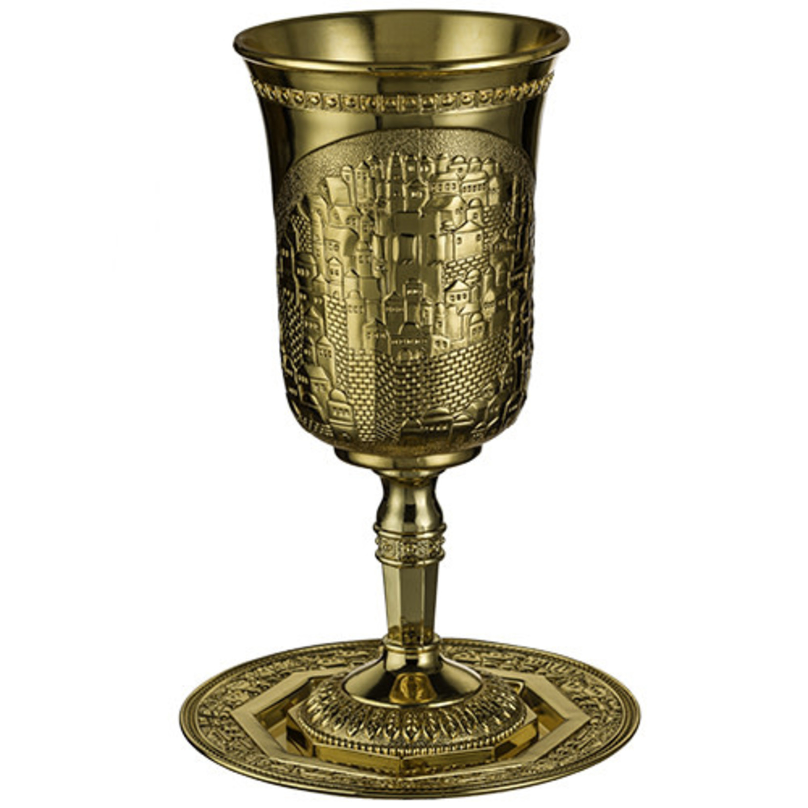Elijah Cup with Tray, Brass-Plated Nickel