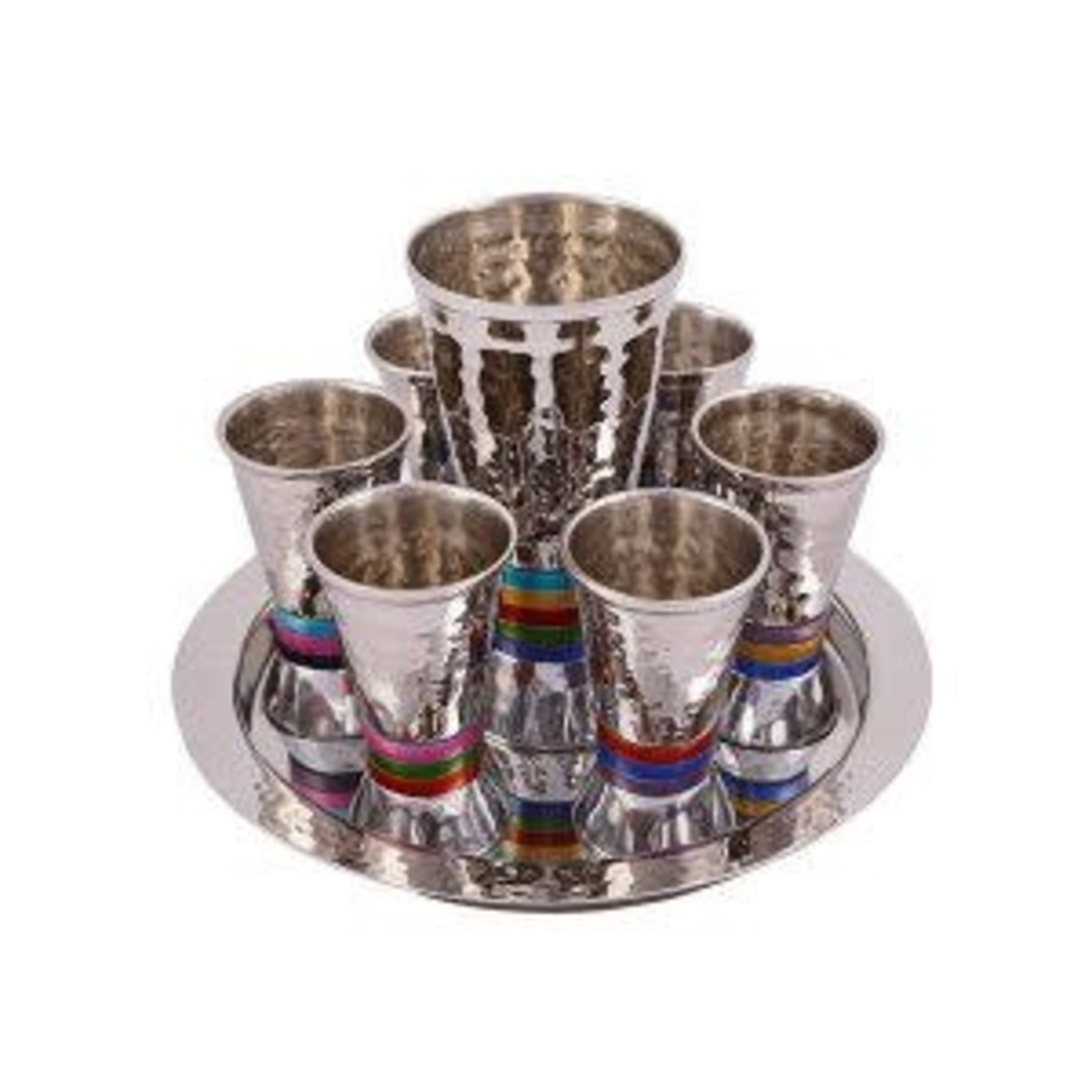 Yair Emanuel Kiddush Set, Faux-Stemmed, Aluminum