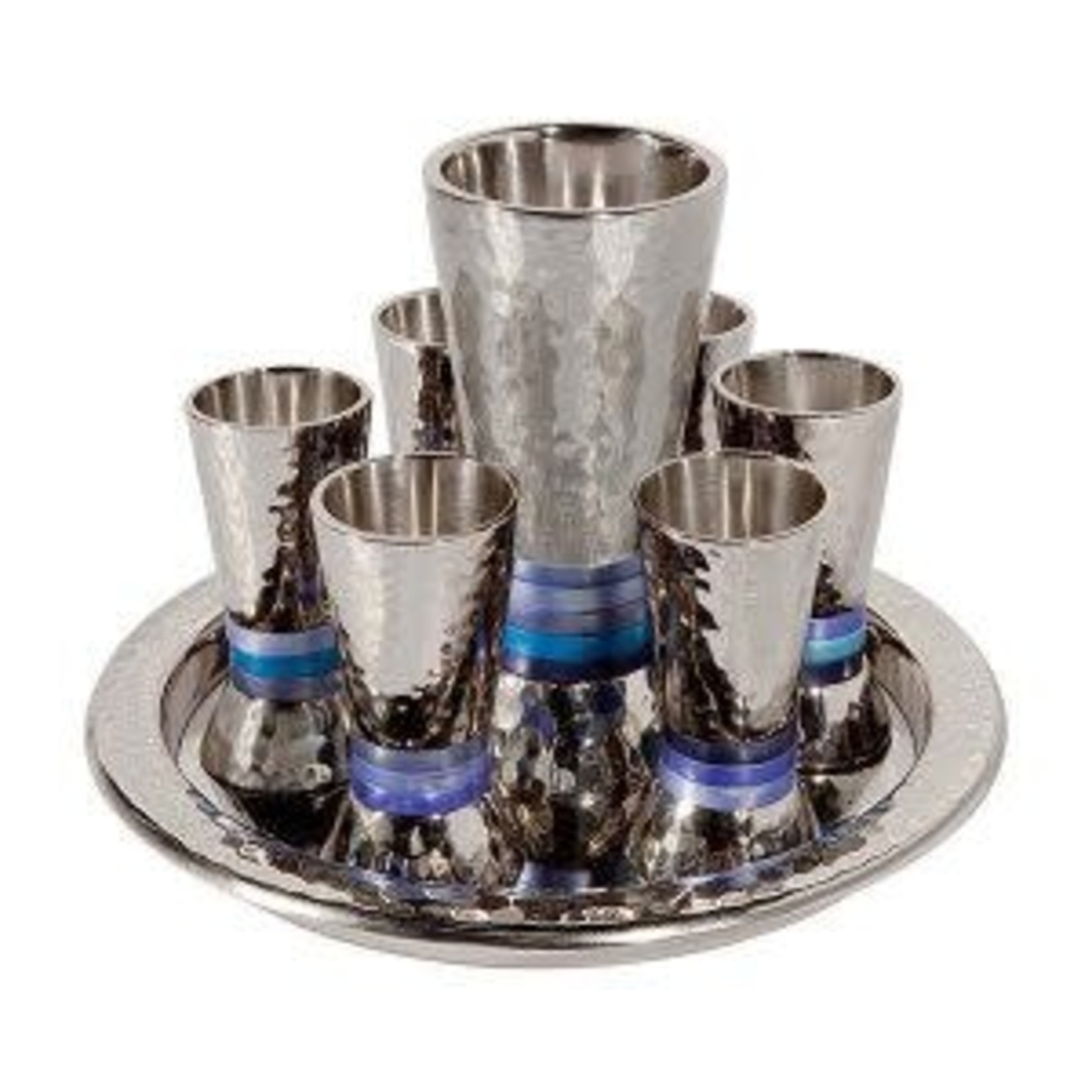 Yair Emanuel Kiddush Set, Faux-Stemmed, Aluminum