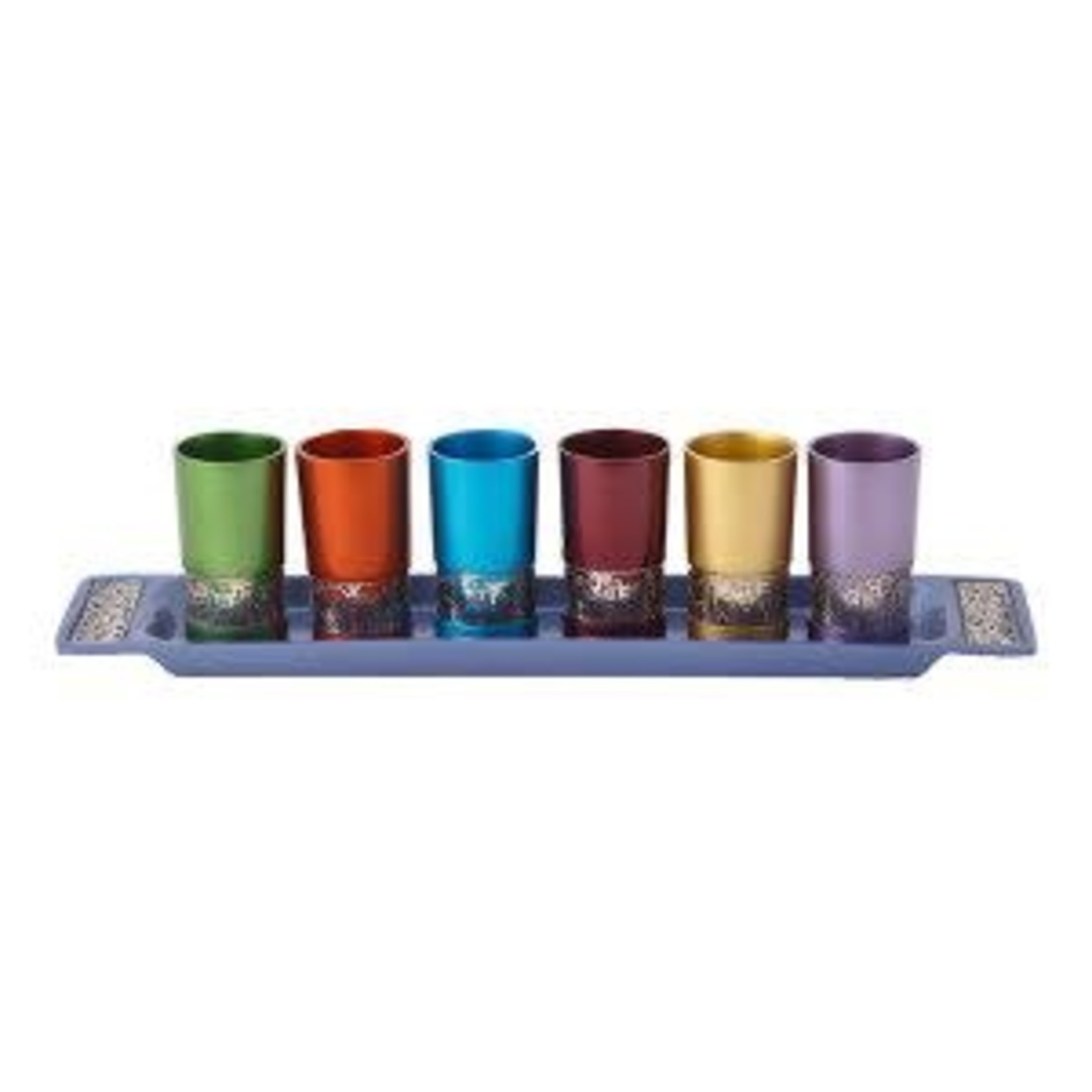 Yair Emanuel Kiddush Set, Aluminum, Multicolour