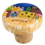 Yair Emanuel Wine Bottle Cork, Hand-Painted Wood