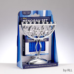 Mini Aluminum Chanukah Menorah, with Candles