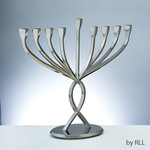 Aluminum Chanukah Menorah, 'Facets of Light' Design