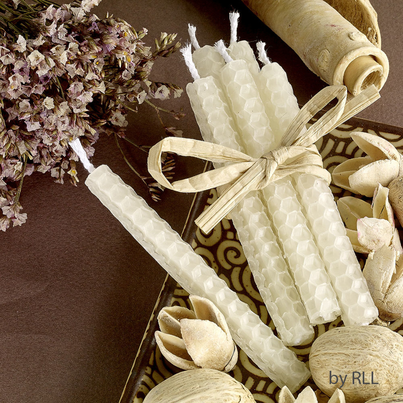 Honeycomb Beeswax Chanukah Candles White
