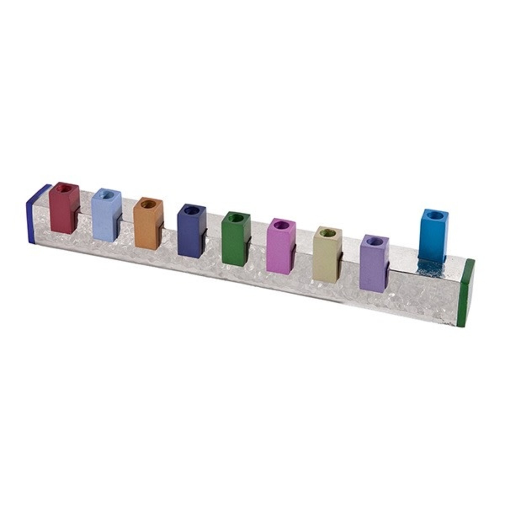 Hammered Squares Menorah, Aluminum
