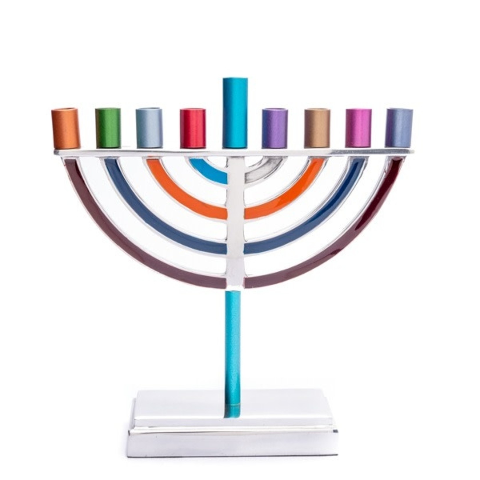 Small Classic Menorah, Aluminum, Multicolour