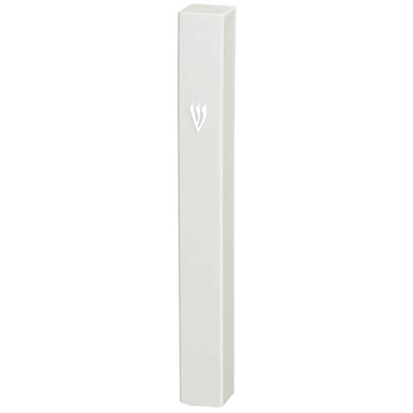 Mezuzah Case, White Plastic, 10cm