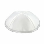 White Satin Kippah with Silver Trim