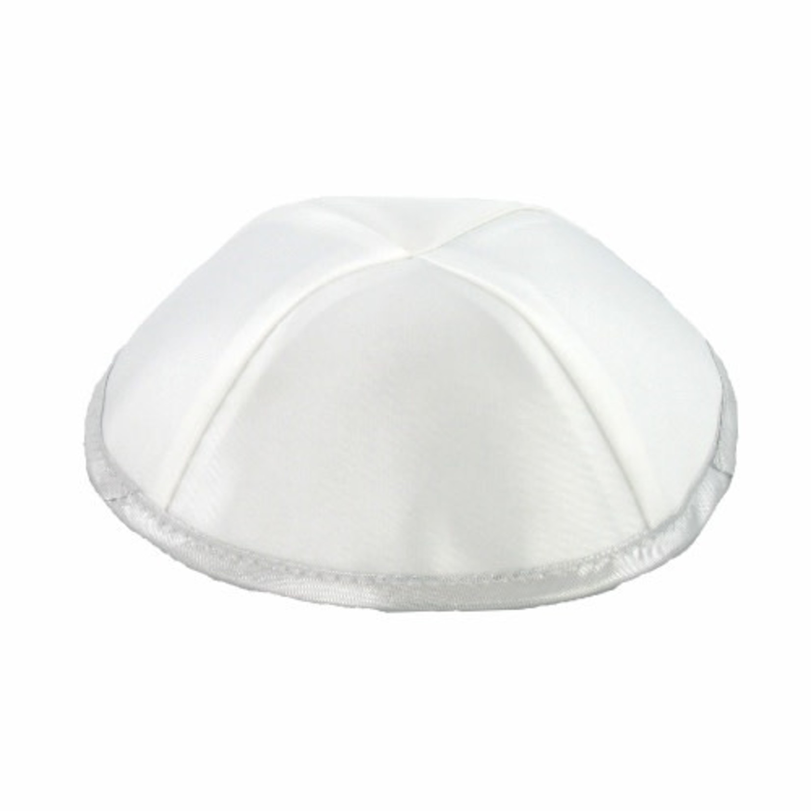 White Satin Kippah with Silver Trim