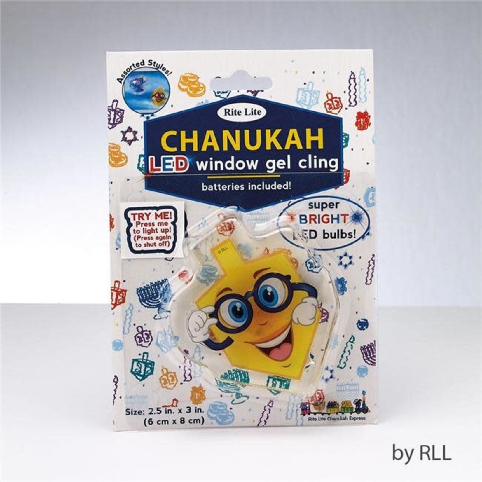 Chanukah LED Gel Cling Dreidel Design