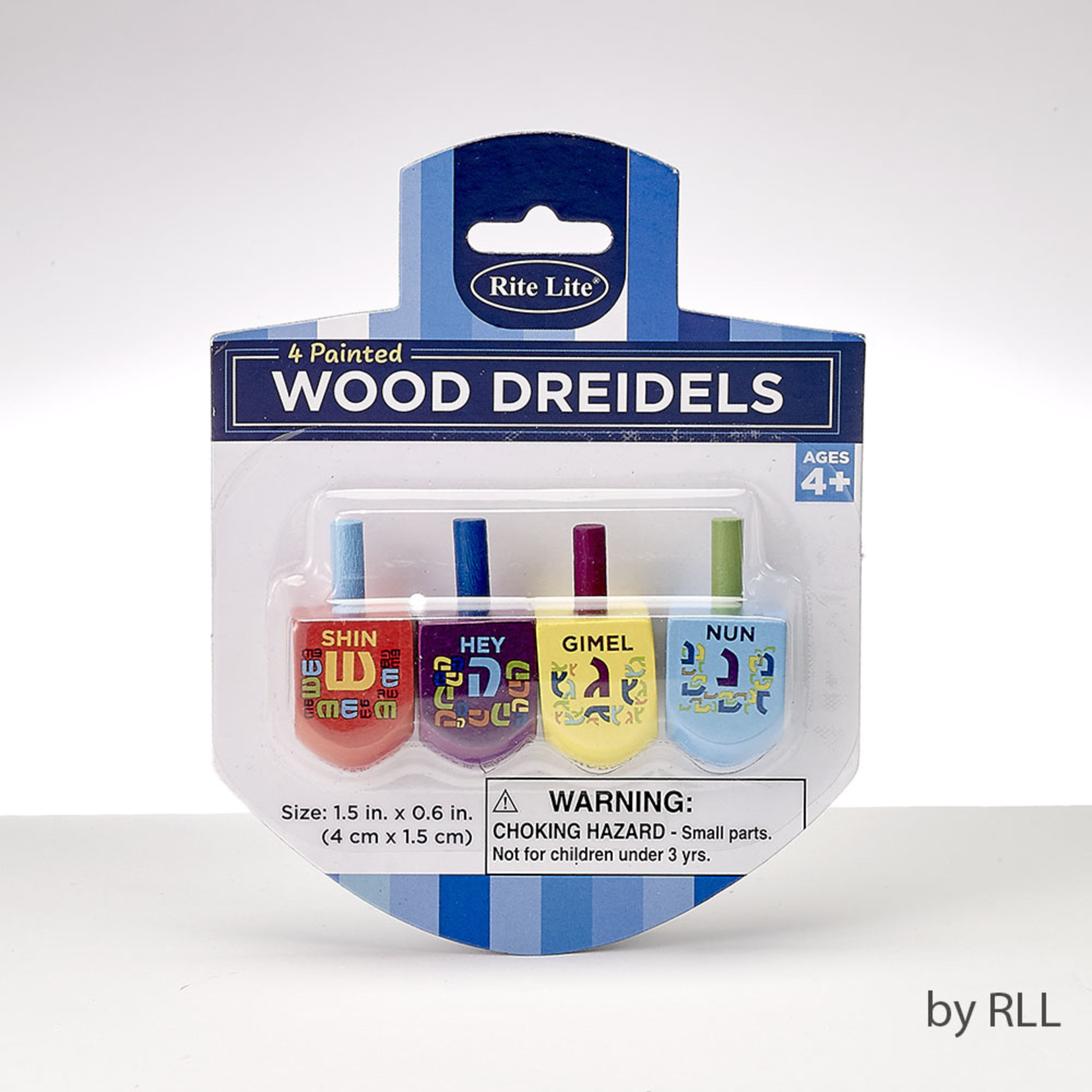 "The Dreidel Game" - 4 Small Painted Wood Dreidels