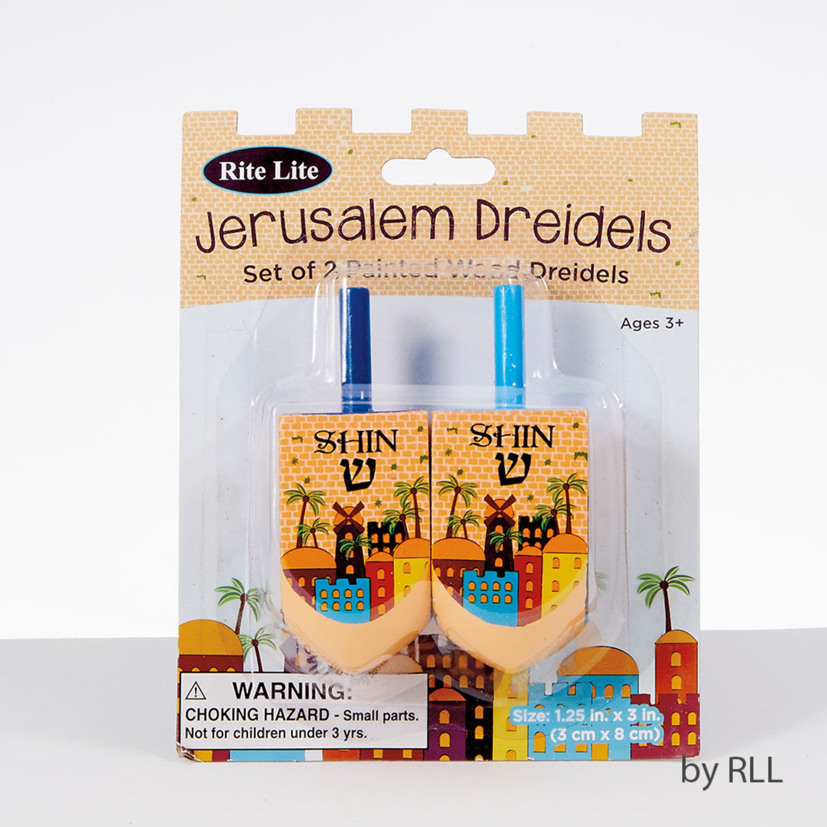 Jerusalem Painted Wood Dreidels, 2-Pack